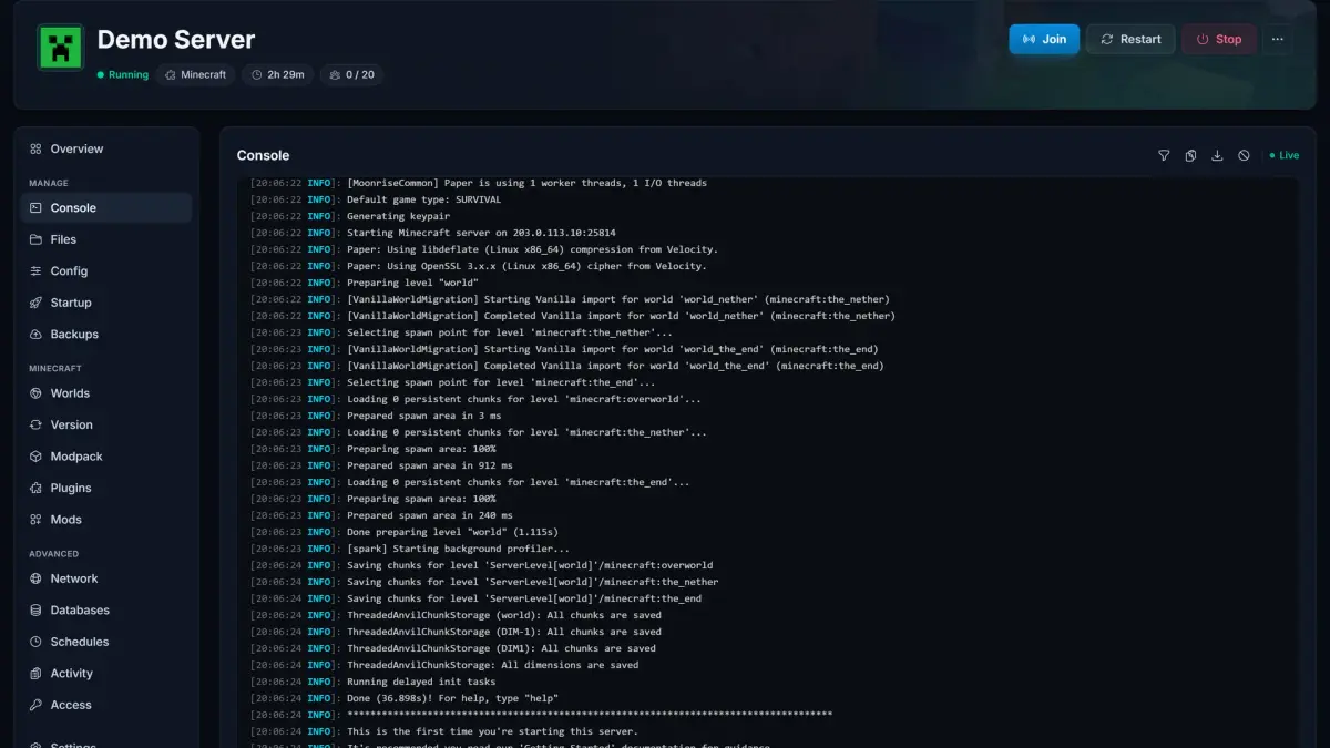 Live Console