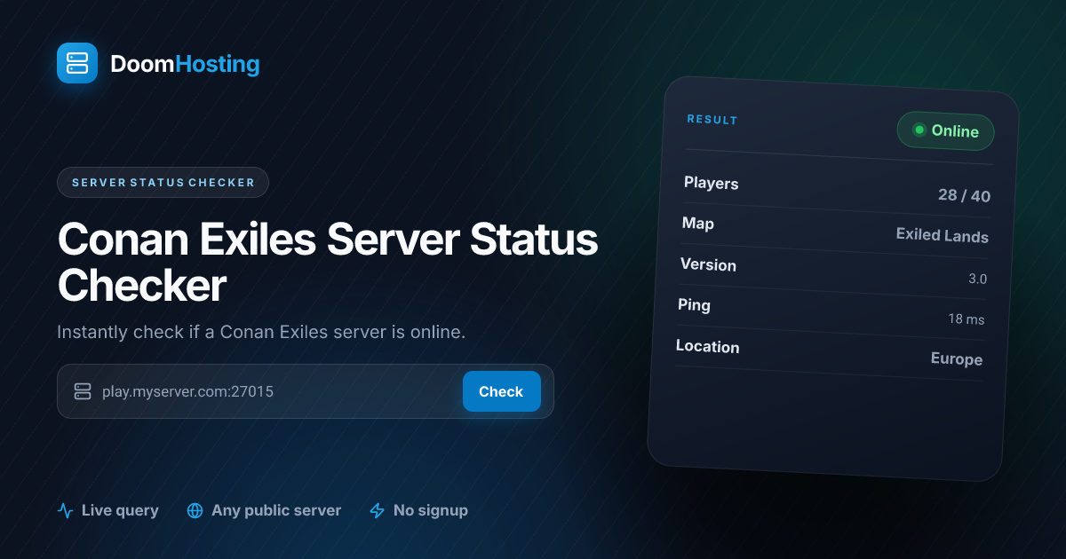 Conan Exiles Server Status Checker - Is It Online?