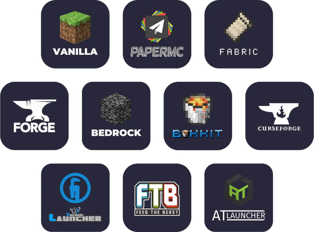 minecraft server types supported