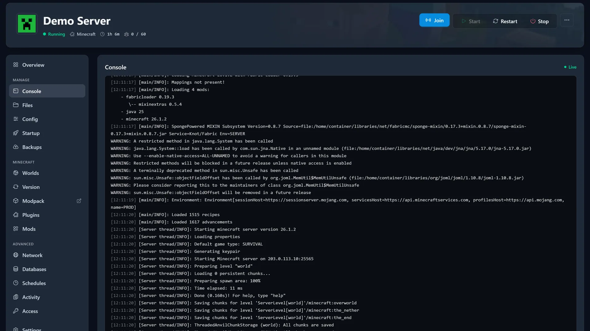 Live Console